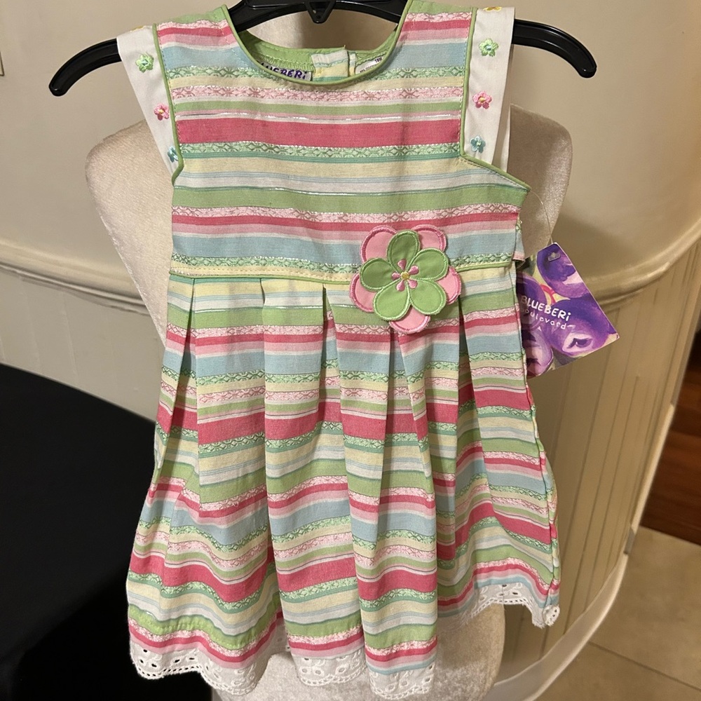 NWT Blueberi Boulevard Multicolor Striped Dress Size 18 Months